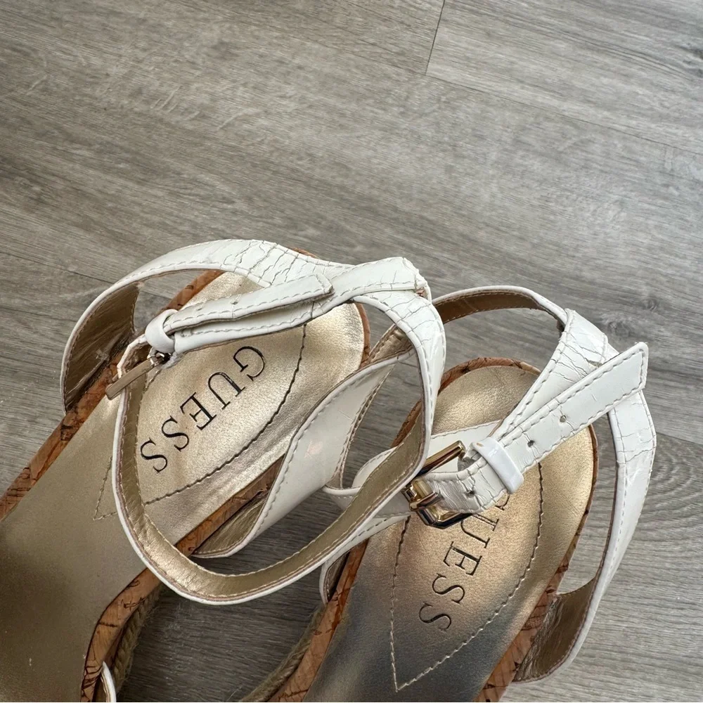 Women's White Guess Wedge Sandals - Picture 3 of 4